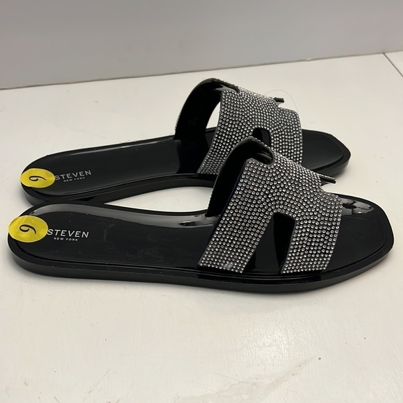 Steven New York Archer Black Rhinestone Flat Sandals size 9 NEW - Picture 5 of 9